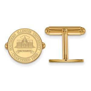 14k Gold Plated Silver Southern Illinois Univ. Crest Cuff Links